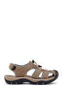 Men's Beige Leather Sandals | Derimod