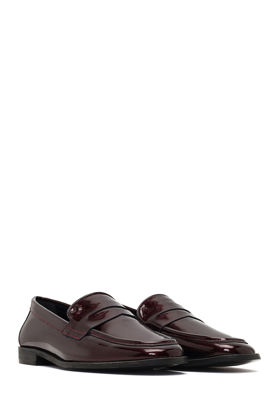 Kadın Bordo Rugan Deri Loafer
