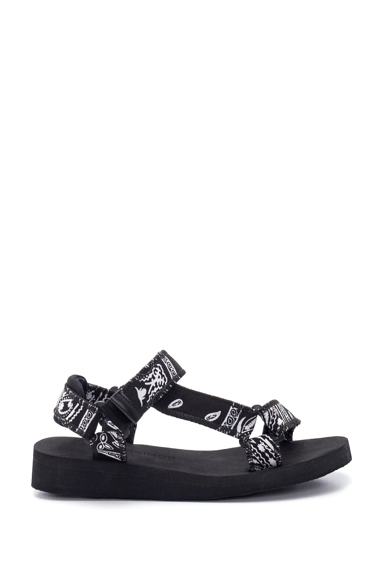 Women's Black Patterned Flat Sandals 22SFE14546F | Derimod
