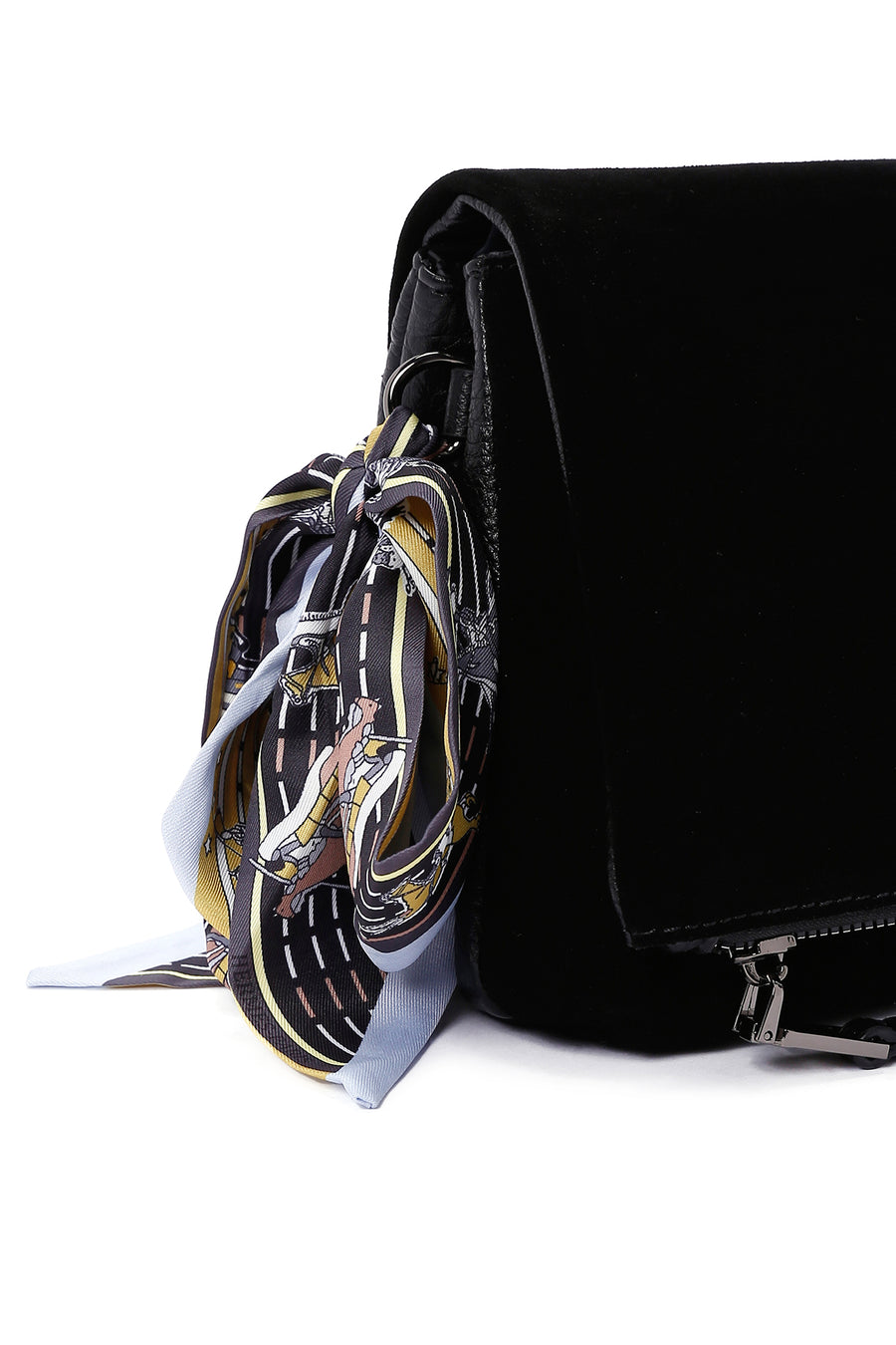 Woman Black Suede Crossbody Bag