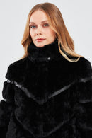 Melrose Women's Black Teddy Leather Jacket | Derimod
