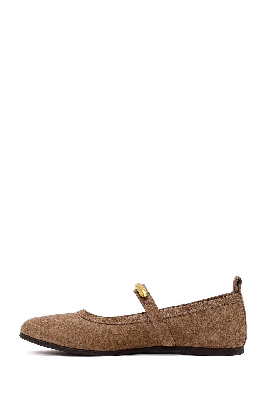 Woman Light Mink Buckled Suede Leather Ballet Flat