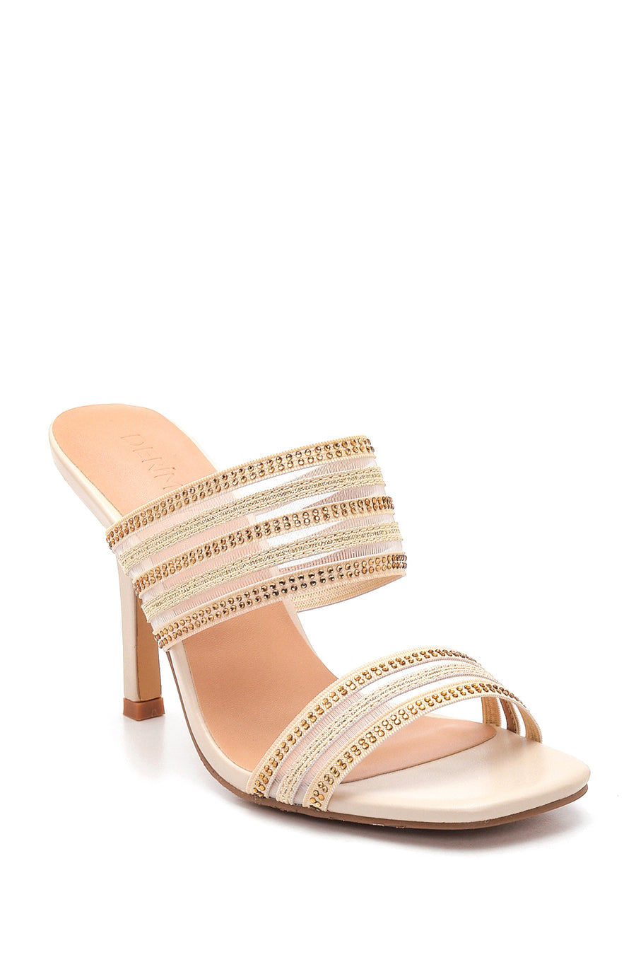 Women's Beige Heeled Slippers