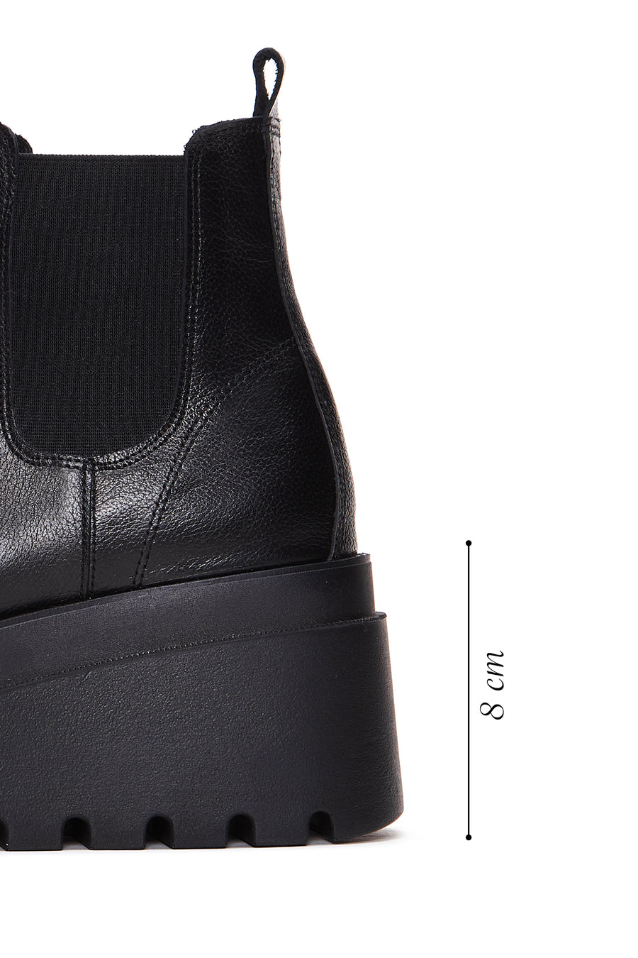 Women's Black Leather Thick Soled Chelsea Boots