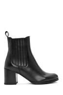 Women's Black Thick Heeled Leather Chelsea Boots | Derimod