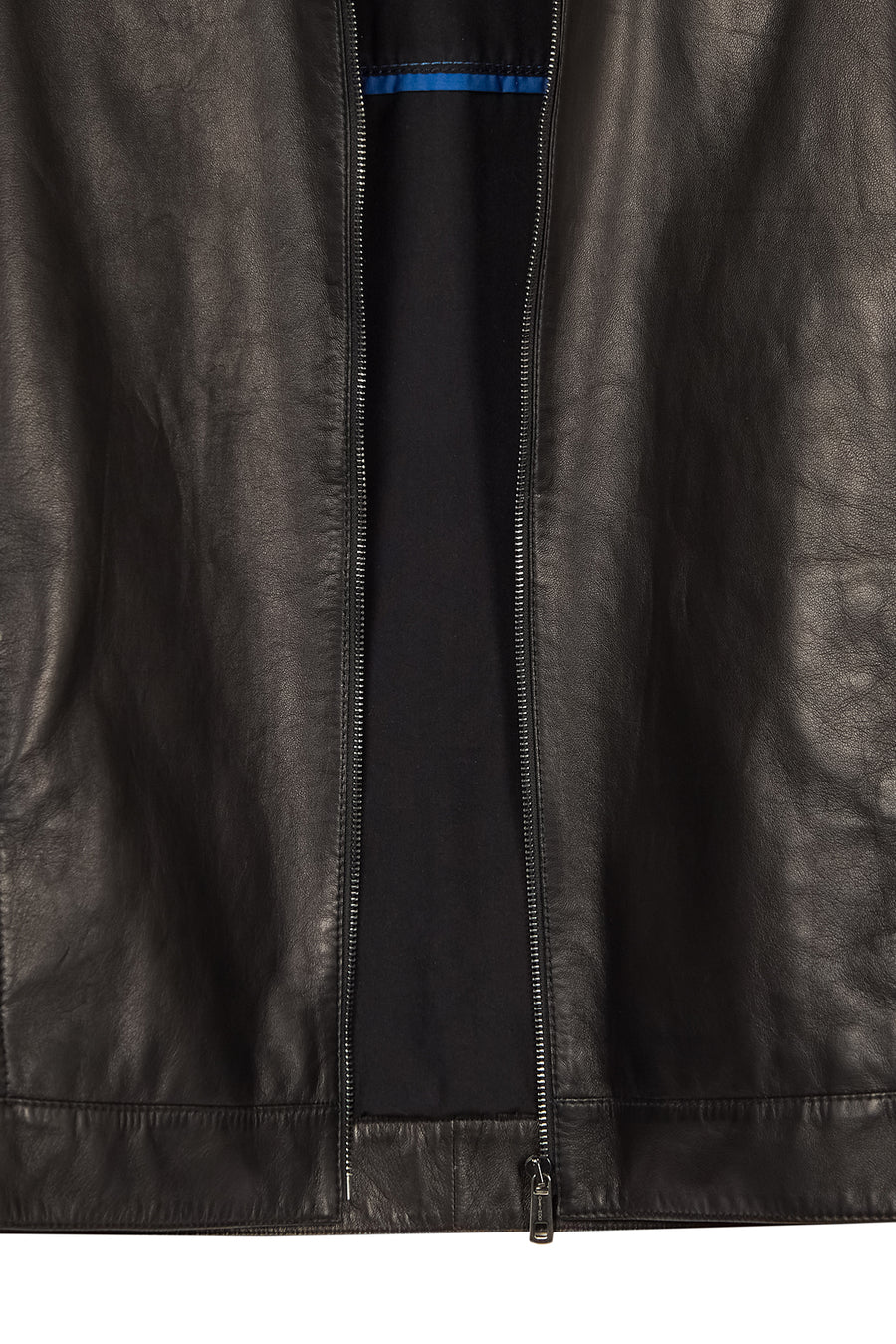 Mane Male Black Mandarin Collar Leather Jacket