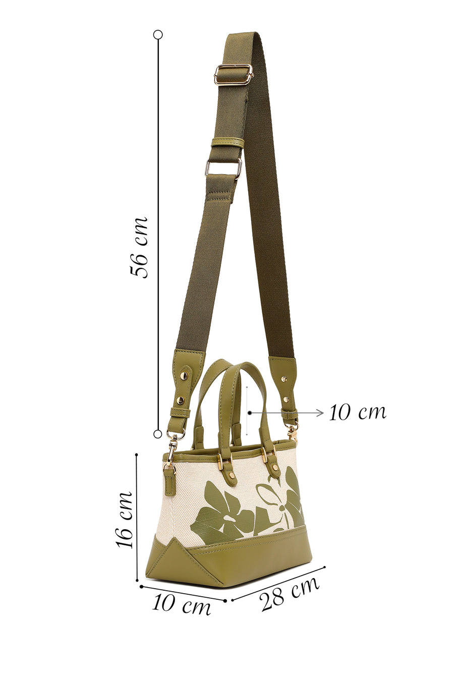 Woman Green Long-Strap Patterned Mini Shoulder Bag