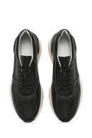 Erkek Siyah Bağcıklı Deri Casual Sneaker | Derimod
