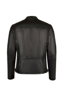 Lavine Male Black Slim-Fit Leather Jacket | Derimod