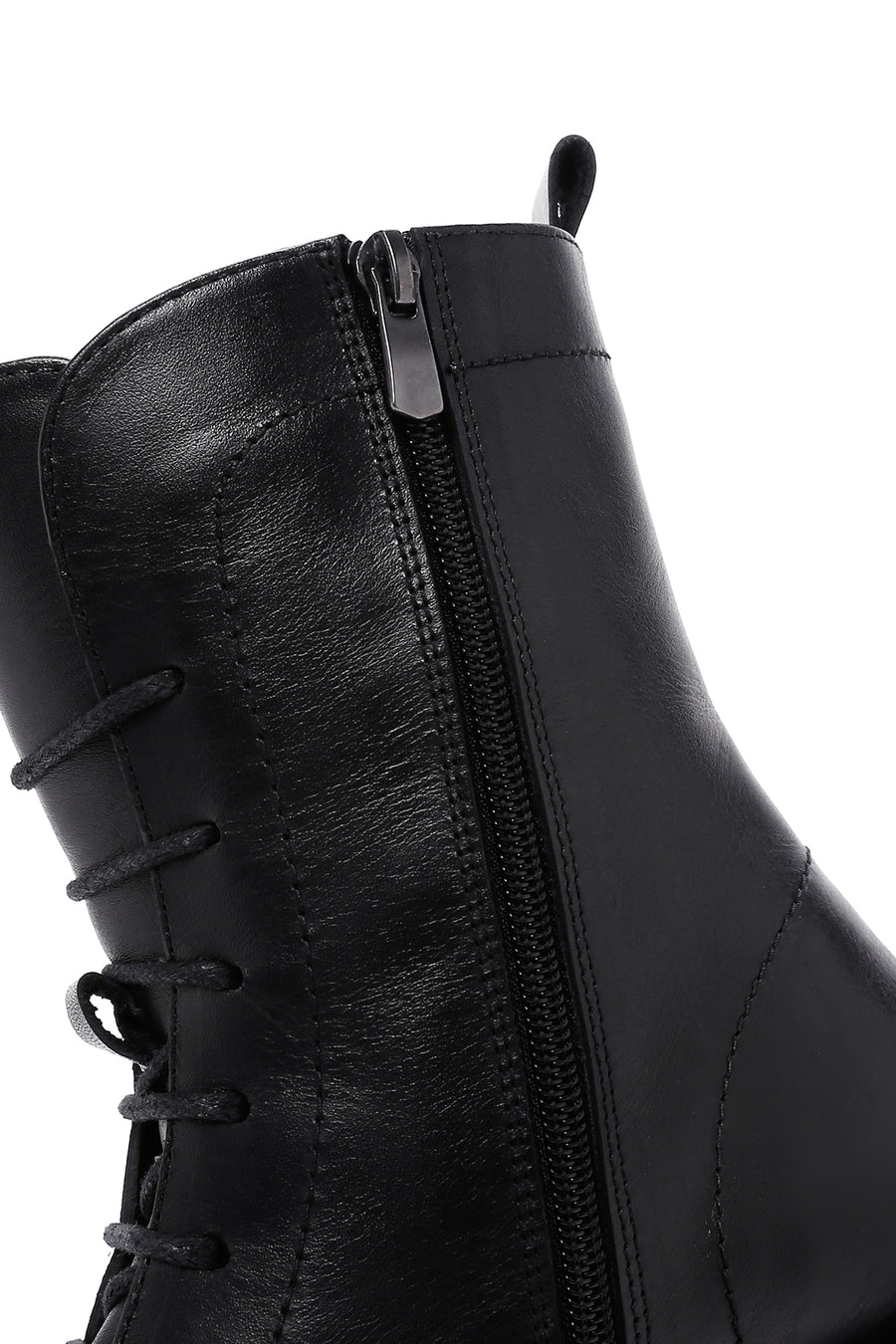 Women's Black Zippered Leather Boots