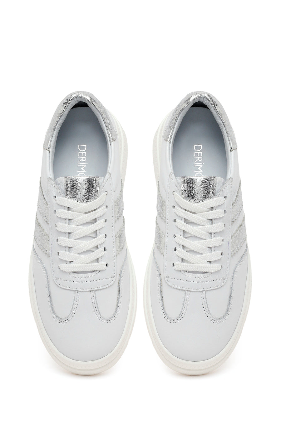 Kadın Beyaz Bağcıklı Deri Sneaker