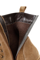 Women's Brown Zippered Suede Leather Combat Boots | Derimod