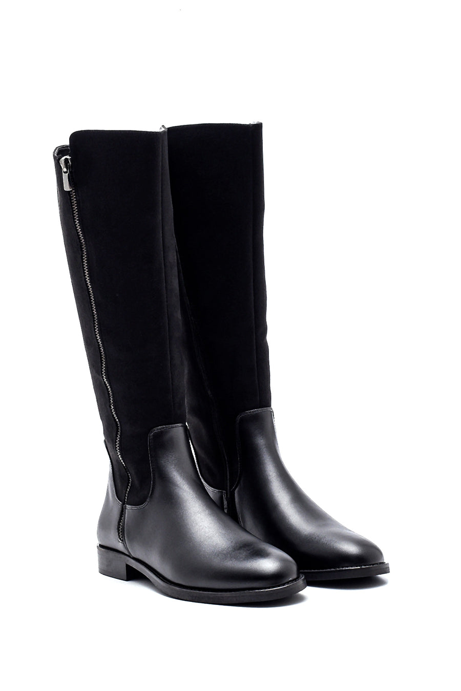 Women's Black Zippered Casual Boots