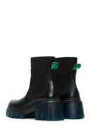 Women's Black Thick Soled Leather Boots | Derimod