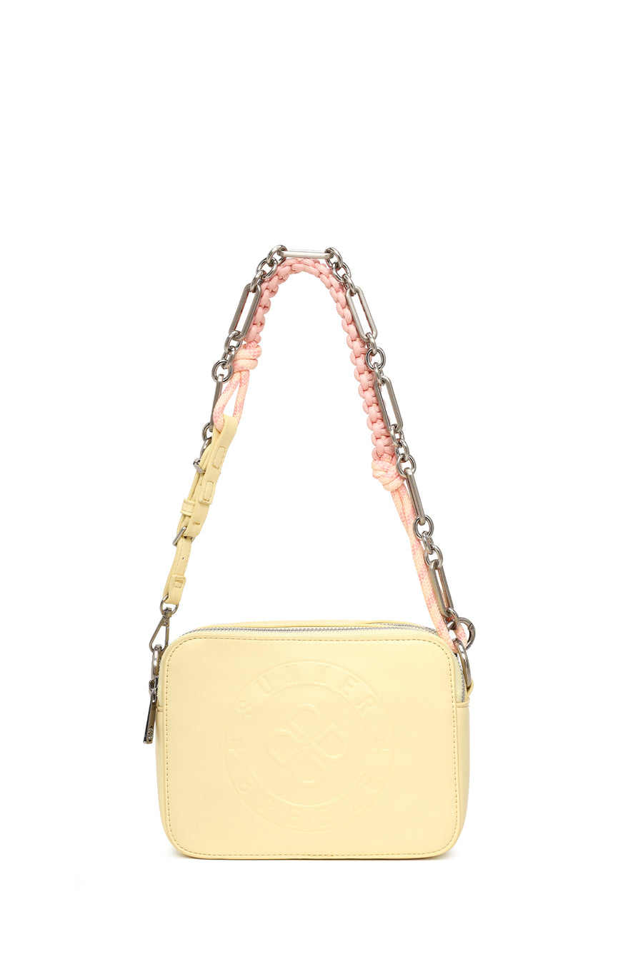 Woman Yellow Double-Strap Printed Crossbody Bag