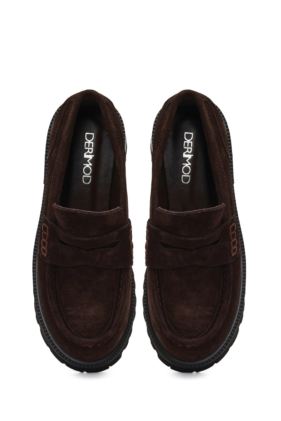 Women's Brown Thick-Soled Suede Leather Loafer