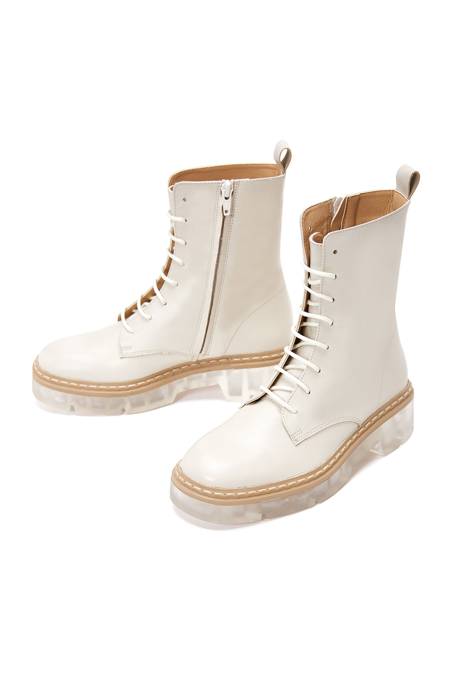 Women's Beige Leather Boots