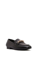 Women's Black Buckle Leather Loafer | Derimod