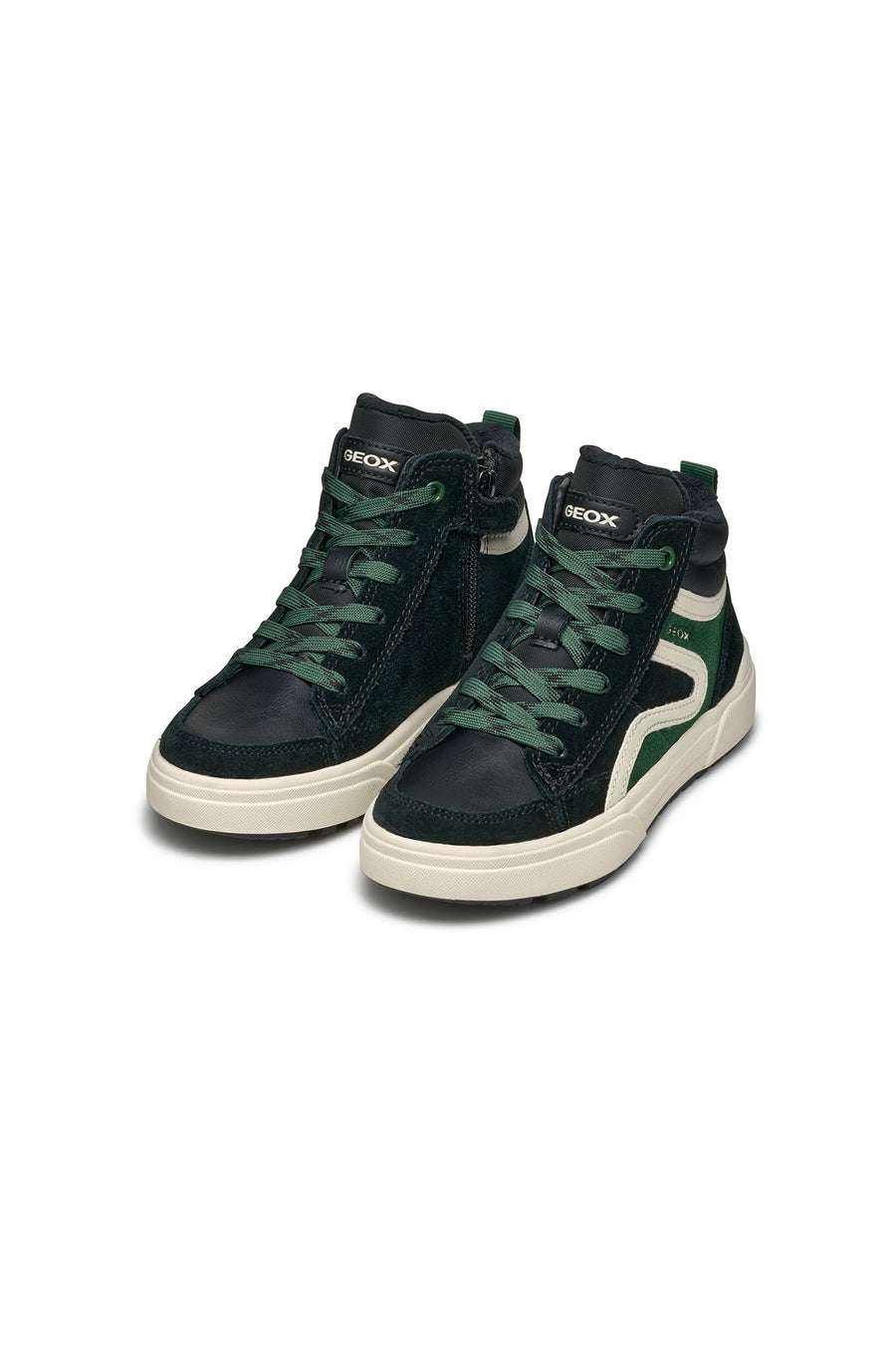 Geox Boy Green Weemble Lace-Up Zipper Detailed Ankle Sneaker