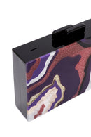 Women's Black Patterned Long Chain Strap Mini Box Clutch Bag | Derimod