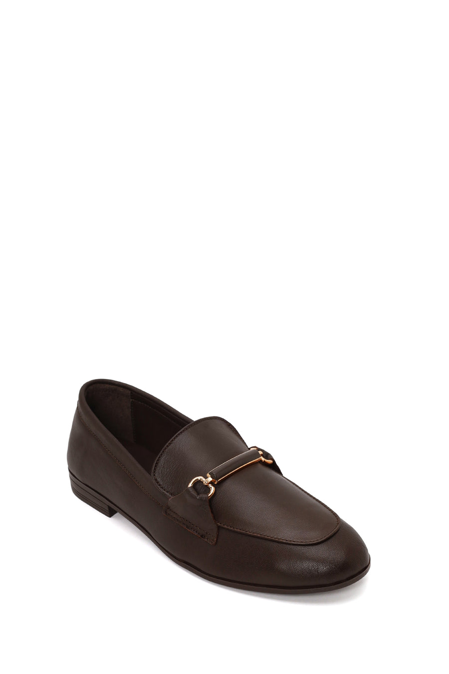 Woman Brown Buckle-Detail Leather Masculine Loafer