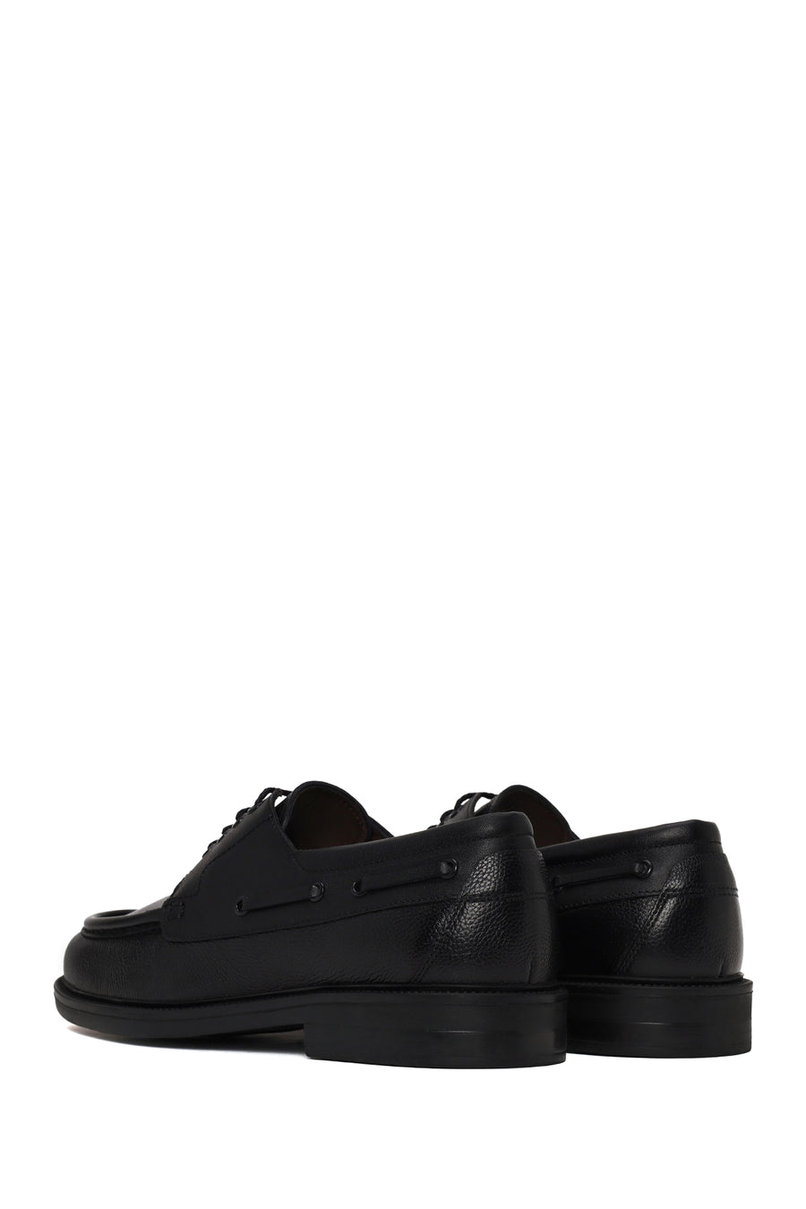 Male Black Lace-Up Thick-Soled Leather Casual Shoes