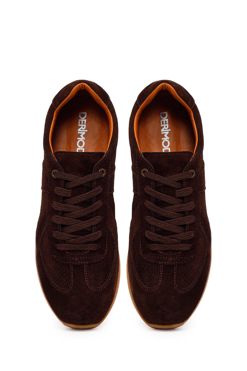 Erkek Kahverengi Bağcıklı Süet Deri Sneaker