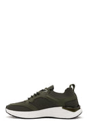 Derimod Zero Men's Green Laced Thick Soled Fabric Sneaker | Derimod