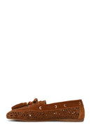 Women's Tan Tassel Suede Leather Loafer | Derimod