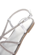 Women's Silver Stone Flat Sandals | Derimod