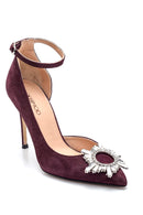 Women's Leather Suede Buckle Heeled Shoes | Derimod