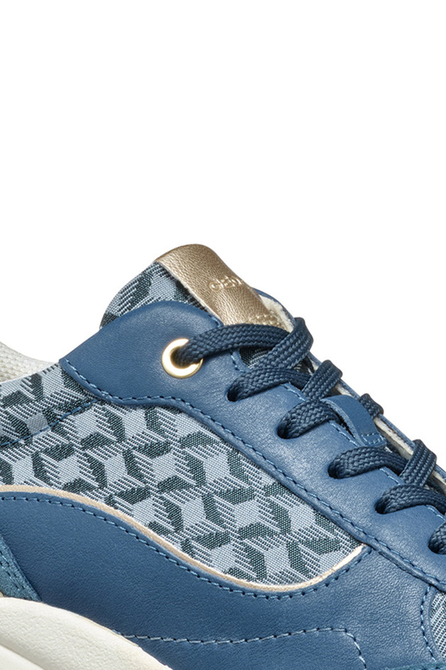 Geox Women Blue D Spherica Ec13 A - Nap + Emb.Te Lace-Up Wedge Heel Sneaker