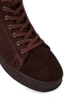 Men's Brown Suede Leather Boots with Zipper | Derimod