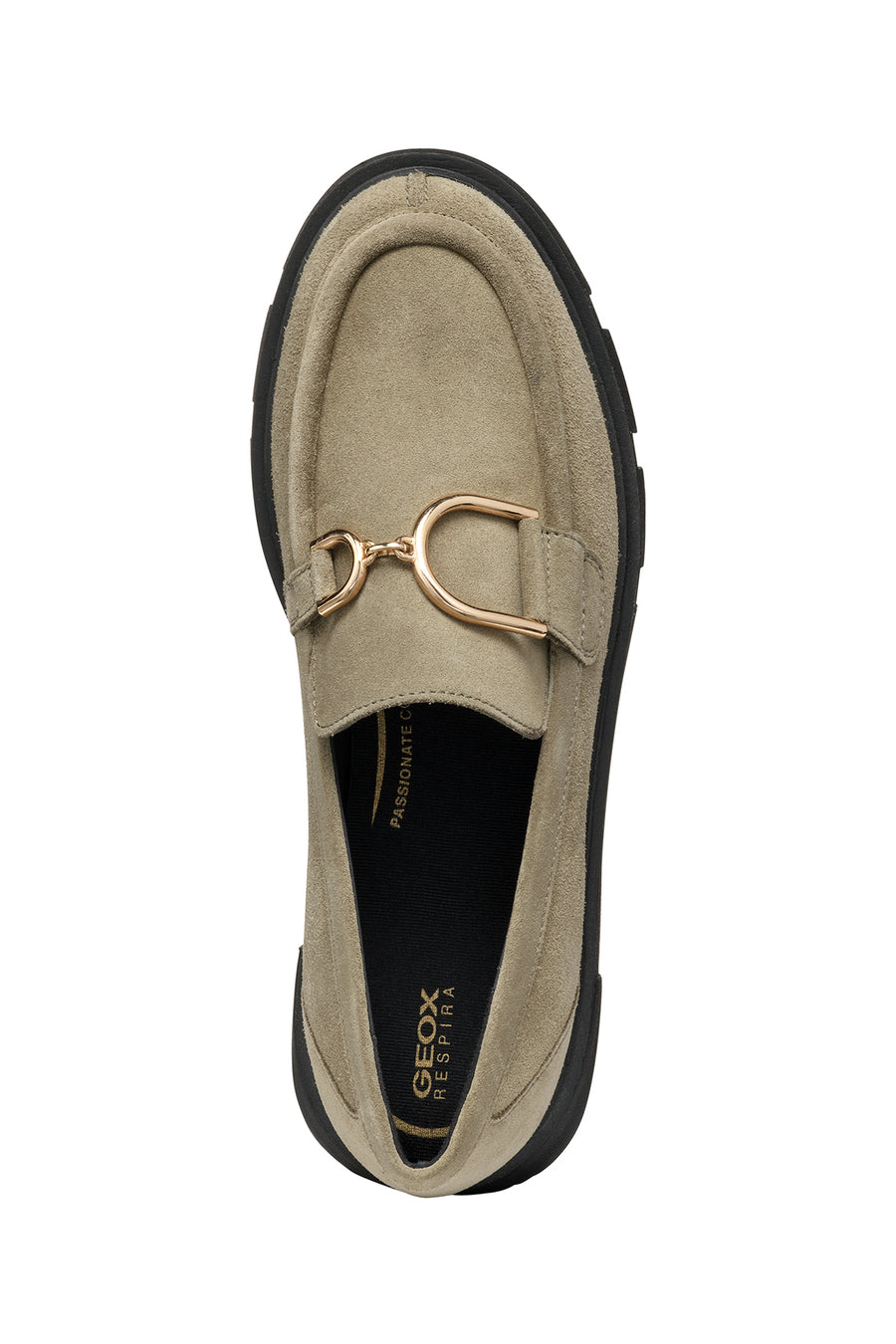 Geox Women's Mink Wild Buckle Detailed Suede Leather Masculine Loafer