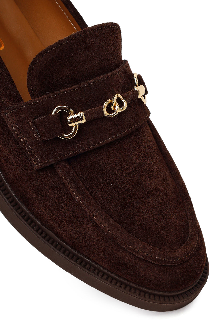 Woman Brown Buckled Suede Loafer