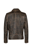 Carter Men's Brown Biker Leather Coat | Derimod