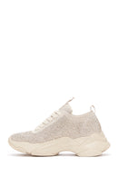 Derimod Zero Women's Beige Laced Stoned Sneakers | Derimod
