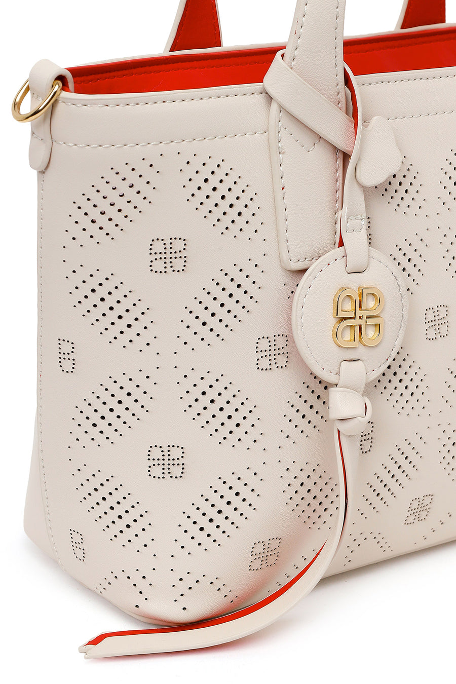Woman White Long Strap Patterned Shoulder Bag