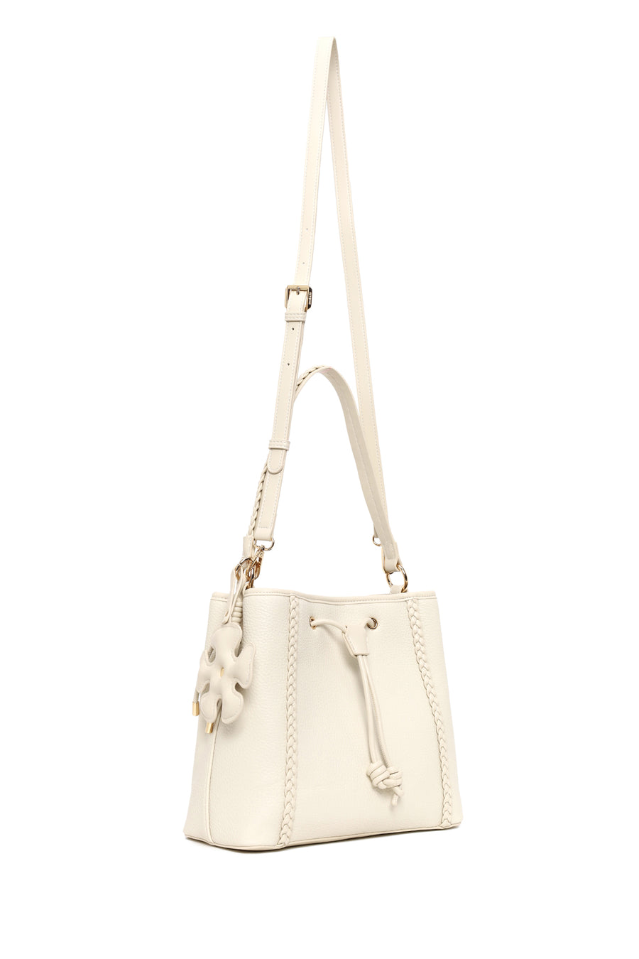 Woman Cream Long-Strap Shoulder Bag