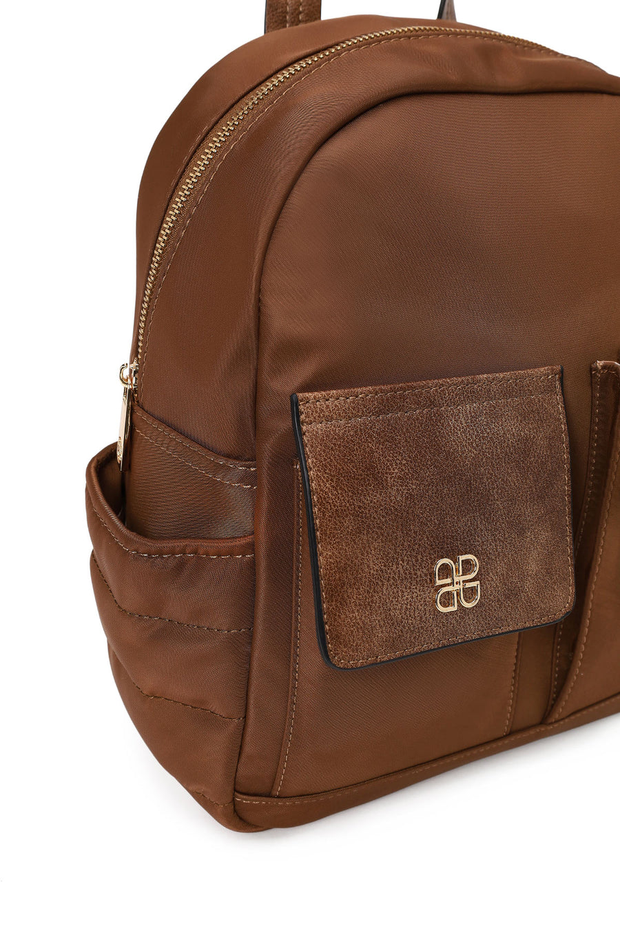 Woman Brown Fabric Backpack