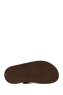 Woman Brown Double-Buckle Suede Slipper | Derimod
