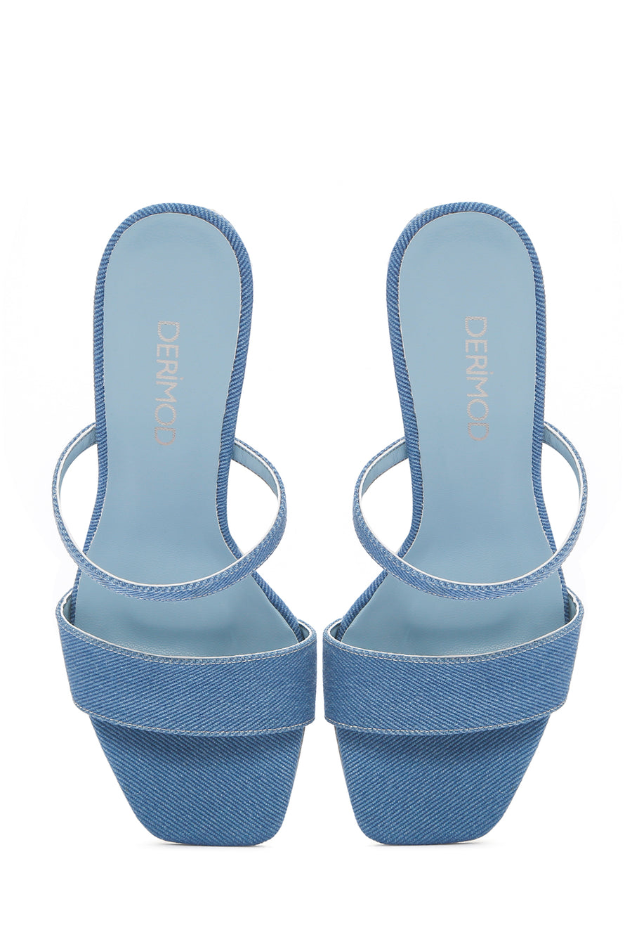 Women's Blue Thin Heeled Slippers