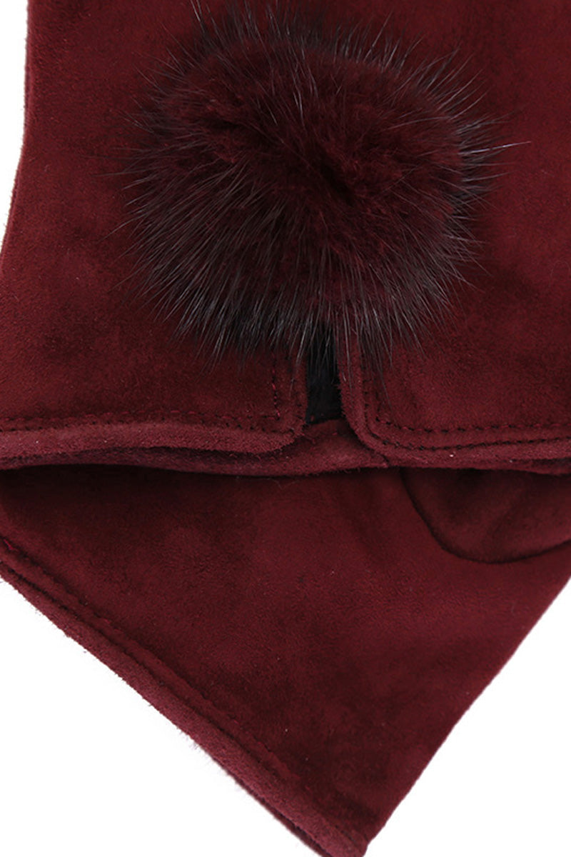 Women's Burgundy Suede Leather Gloves