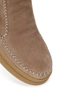 Woman Mink Zip Closure Thick-Soled Suede Teddy Boots | Derimod