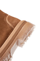 Women's Tan Suede Leather Boots | Derimod