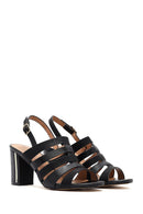 Women's Black Ankle Buckle Thick Heel Sandals | Derimod