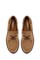 Woman Camel Lace-up Suede Casual Shoes | Derimod