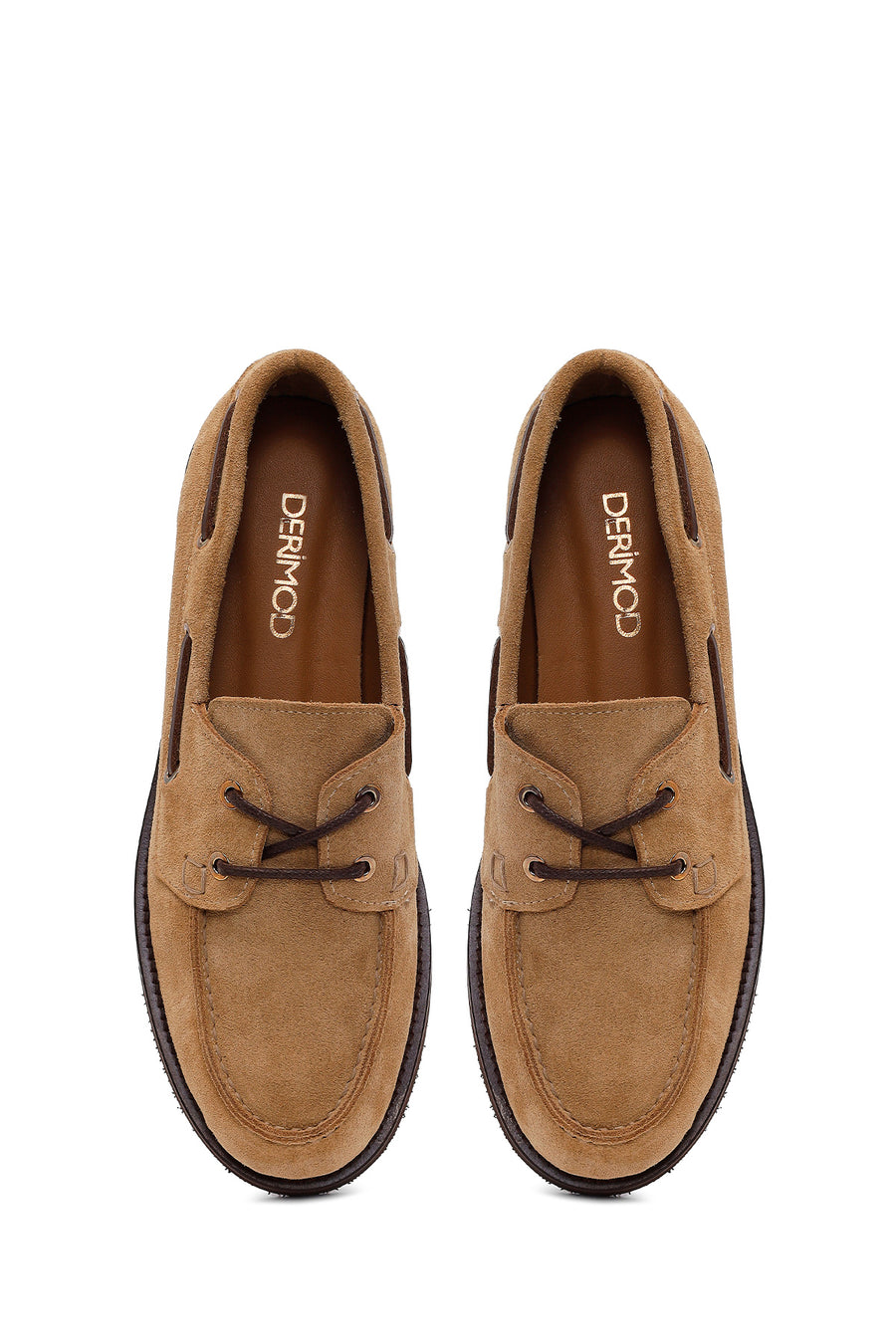 Woman Camel Lace-up Suede Casual Shoes
