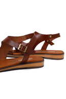 Women's Brown Buckle Leather Bodrum Sandals | Derimod