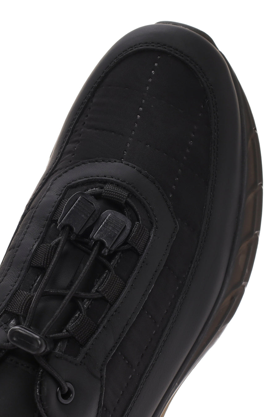 Erkek Siyah Kalın Tabanlı Bağcıklı Deri Sneaker